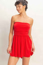 Strapless Shirred Waist Romper - DD Discount Sales