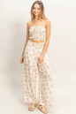 Smocked Tube Top & Wide-leg Pants Set - DD Discount Sales