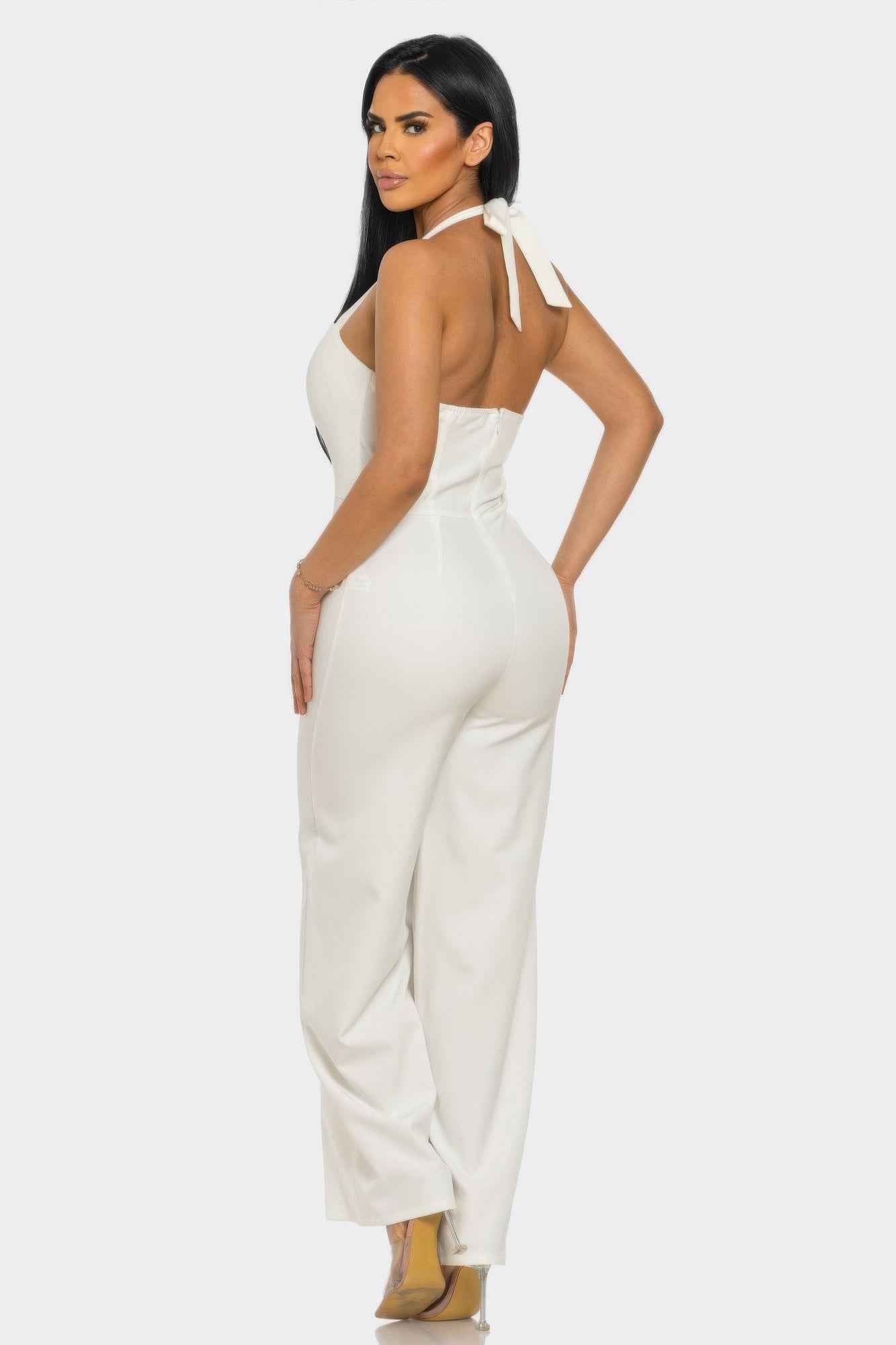 Halter Neck Jumpsuit Whit Back Zipper - DD Discount Sales
