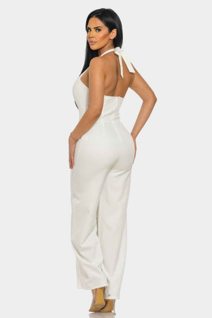 Halter Neck Jumpsuit Whit Back Zipper - DD Discount Sales