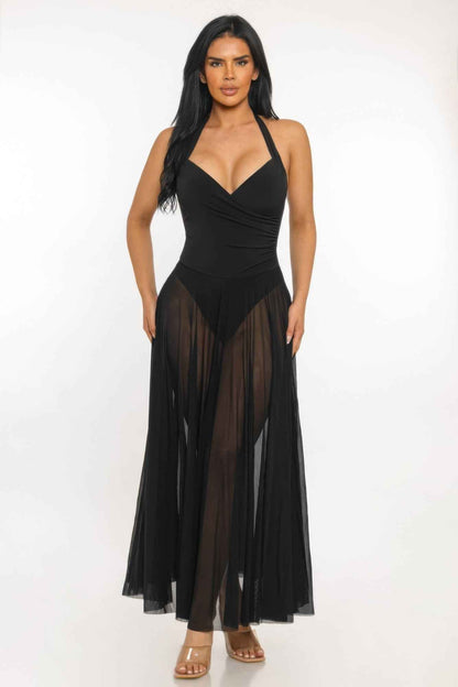 Siren's Veil Halter Dress - DD Discount Sales