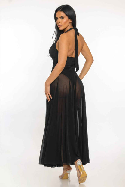 Siren's Veil Halter Dress - DD Discount Sales