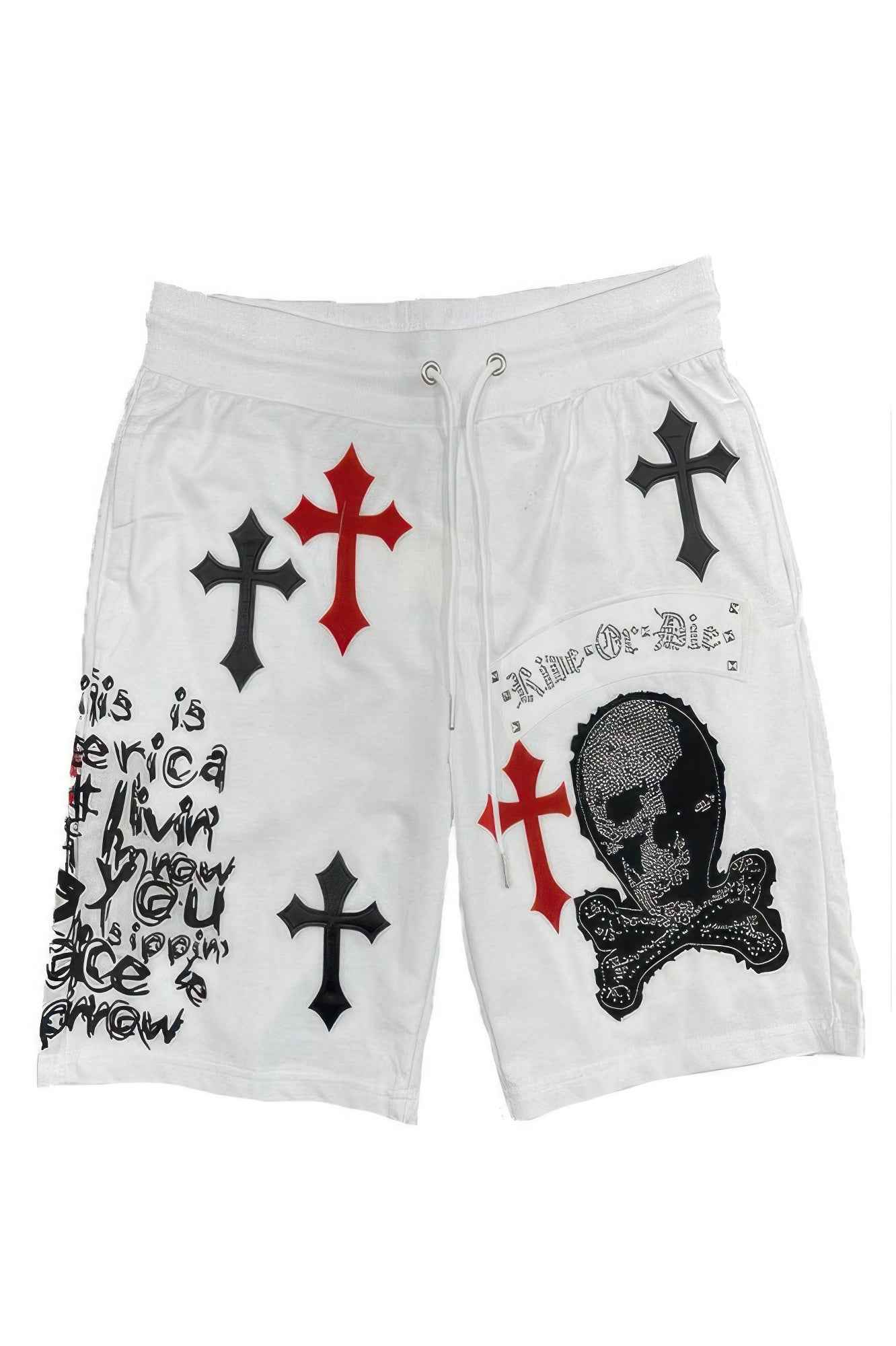 Mens Chrome Cross Skull Shorts - DD Discount Sales
