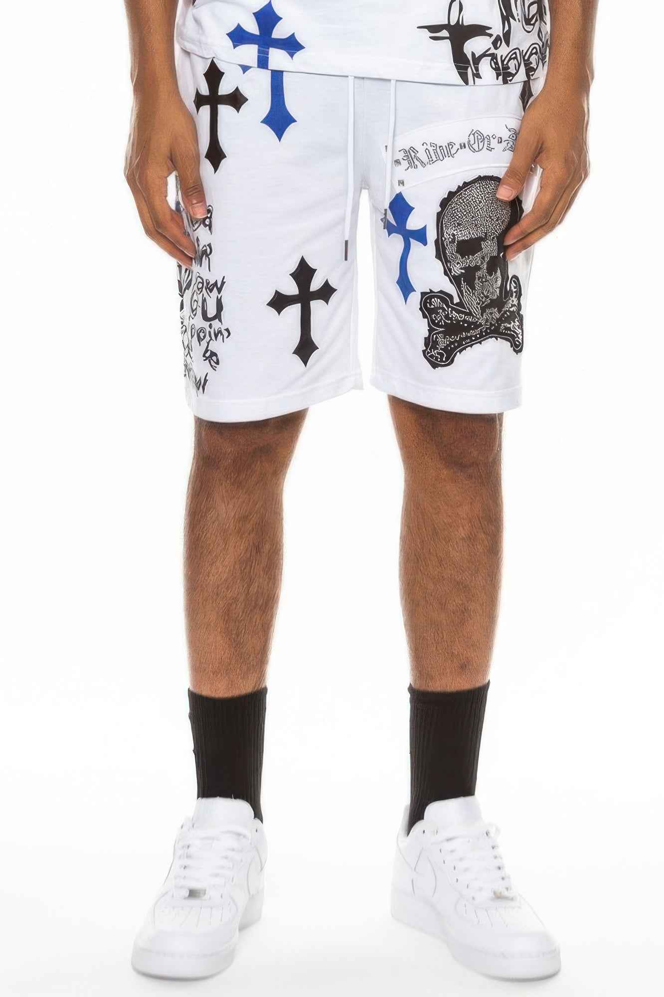 Mens Chrome Cross Skull Shorts - DD Discount Sales