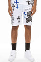 Mens Chrome Cross Skull Shorts - DD Discount Sales