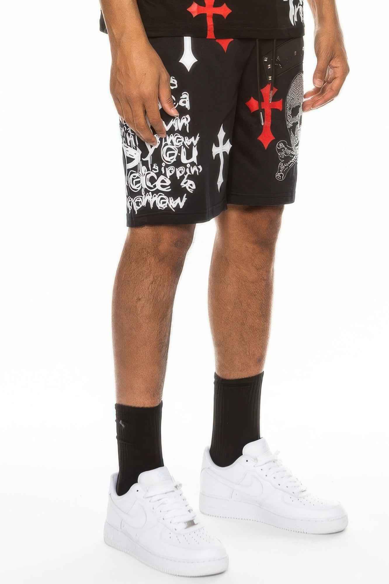 Mens Chrome Cross Skull Shorts - DD Discount Sales