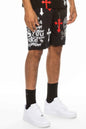 Mens Chrome Cross Skull Shorts - DD Discount Sales