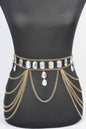 Metal Layered Chain Belt W/acrylic Stone - DD Discount Sales