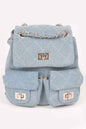 Quilted Denim Double Pocket Front Backpack - DD Discount Sales
