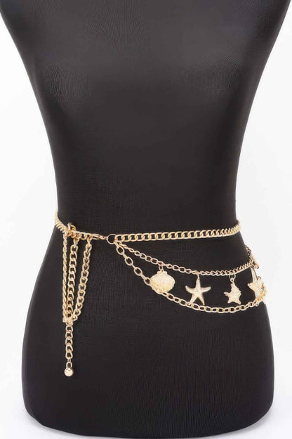 Seashell Starfish Layered Chain Belt - DD Discount Sales