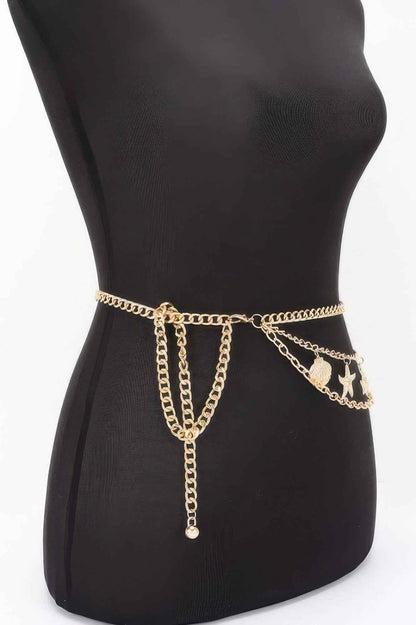 Seashell Starfish Layered Chain Belt - DD Discount Sales