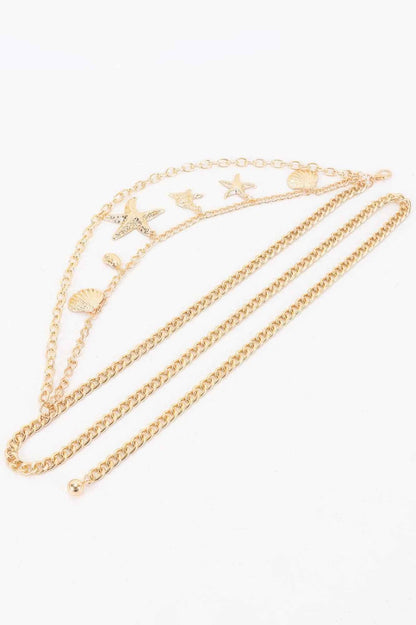 Seashell Starfish Layered Chain Belt - DD Discount Sales