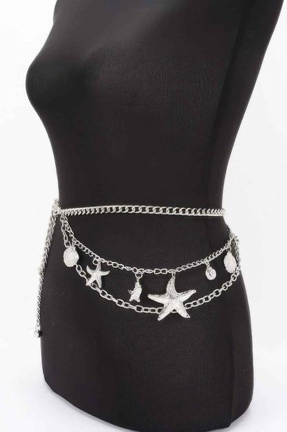 Seashell Starfish Layered Chain Belt - DD Discount Sales