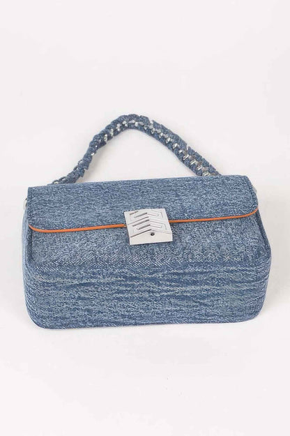 Denim Chain Flap Shoulder Bag - DD Discount Sales
