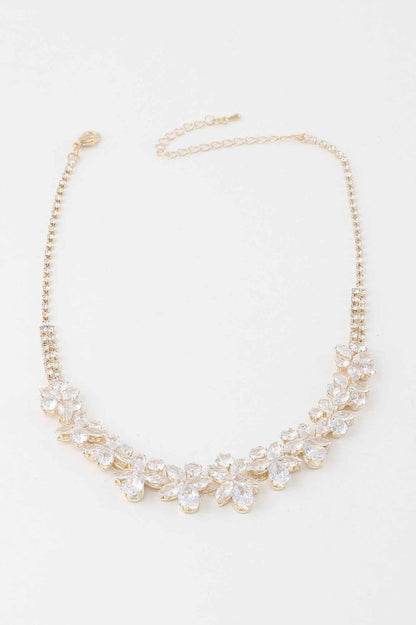 Double Crystal Flower Charm Necklace - DD Discount Sales