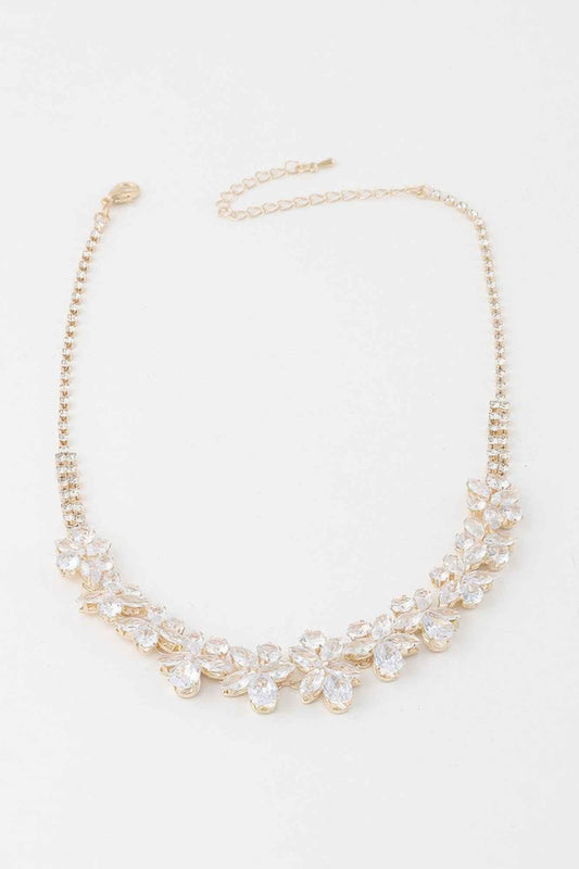 Double Crystal Flower Charm Necklace - DD Discount Sales
