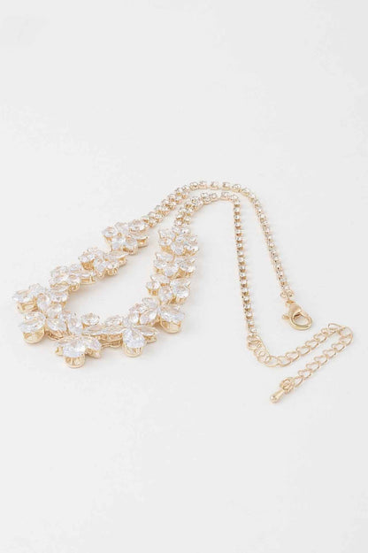 Double Crystal Flower Charm Necklace - DD Discount Sales