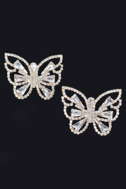 Butterfly Clear Rhinestone Gem Earrings - DD Discount Sales