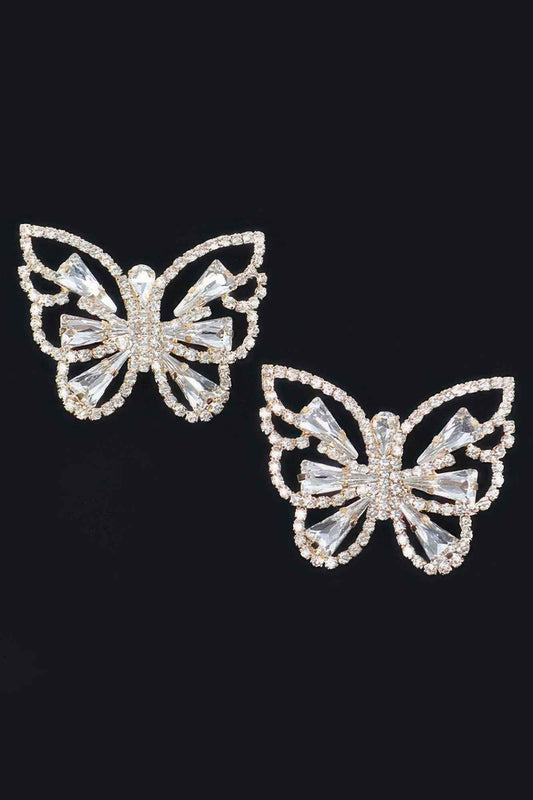 Butterfly Clear Rhinestone Gem Earrings - DD Discount Sales
