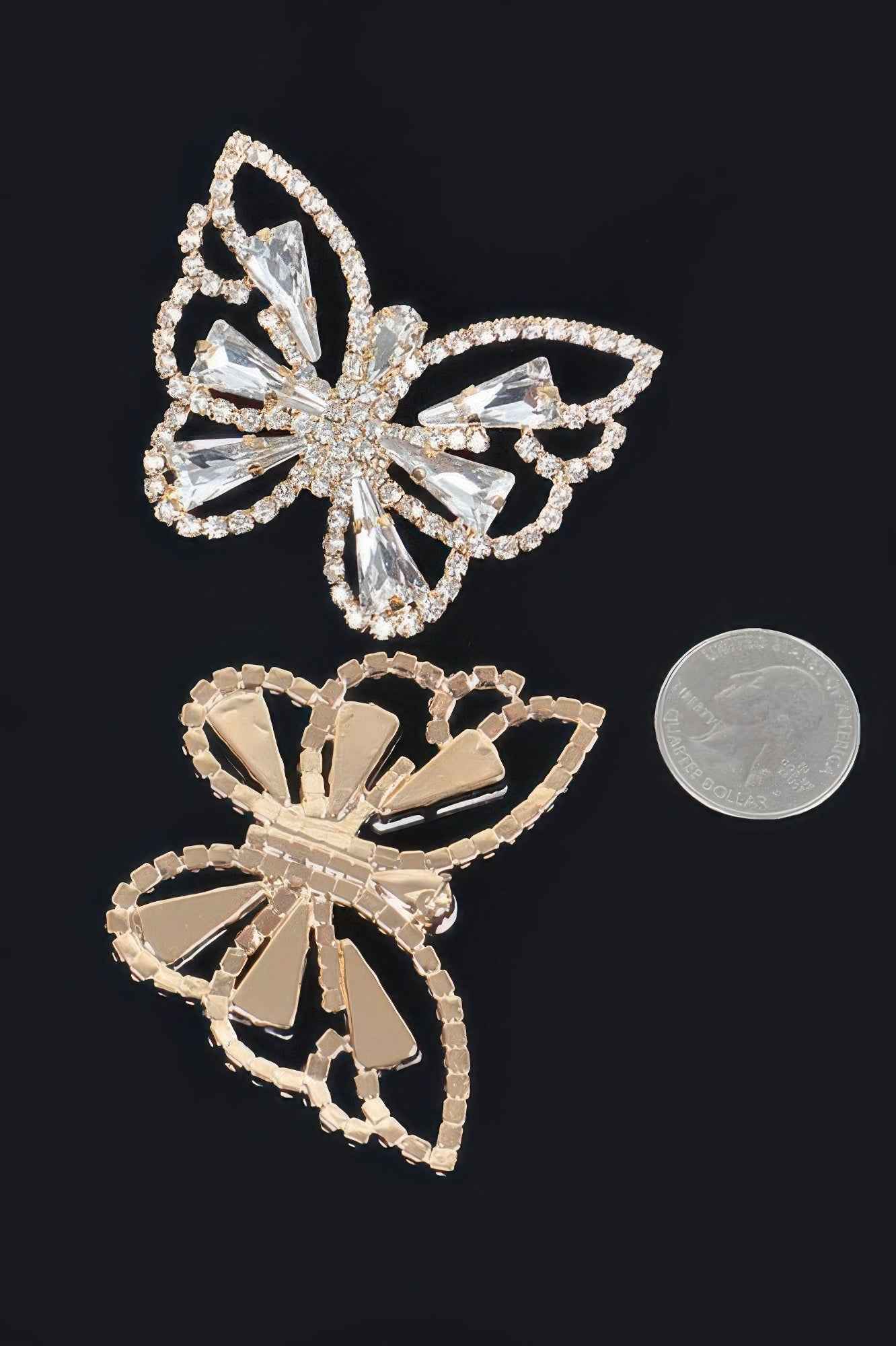 Butterfly Clear Rhinestone Gem Earrings - DD Discount Sales