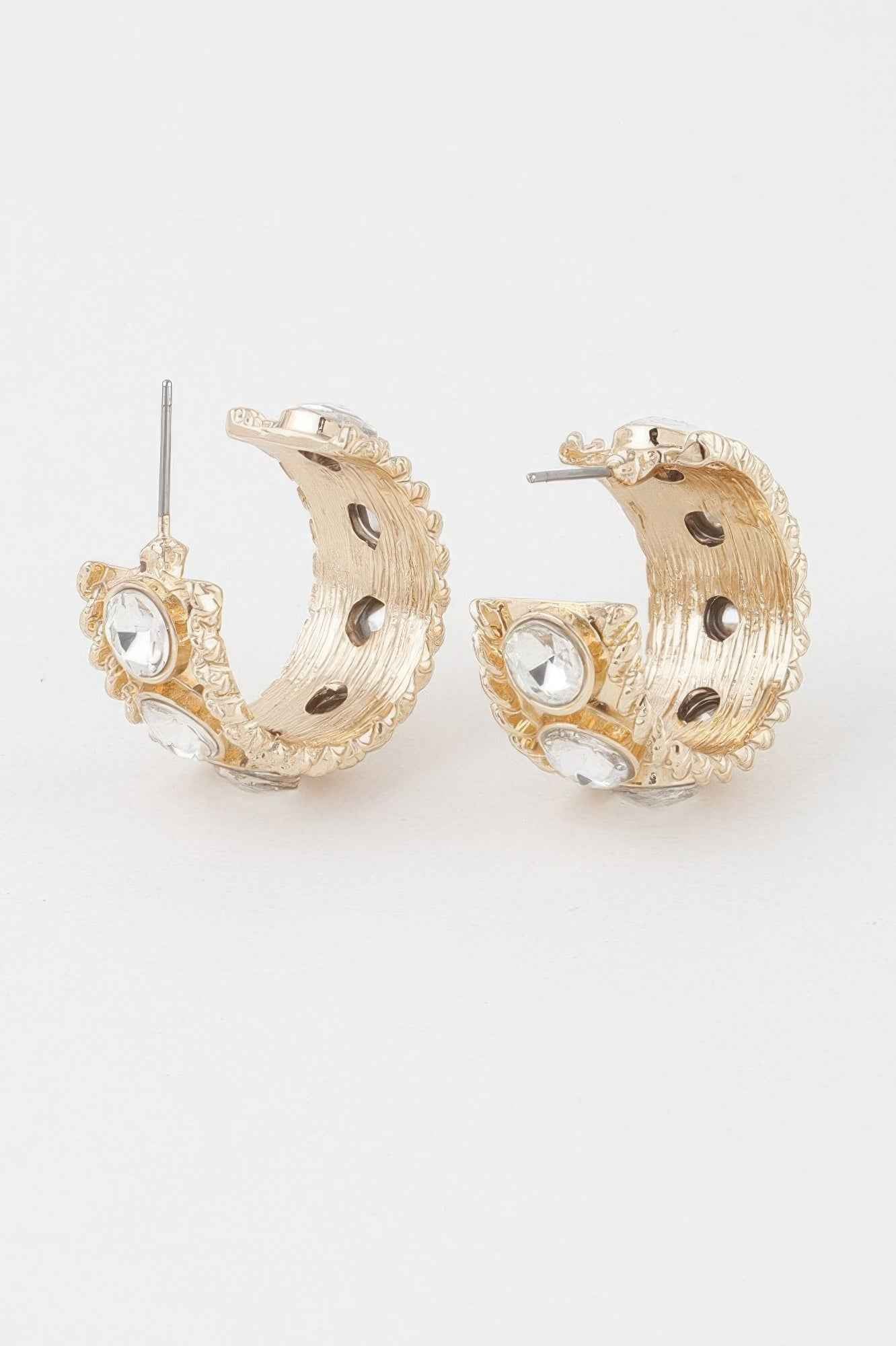 Wide Crystal Hoop Earrings - DD Discount Sales