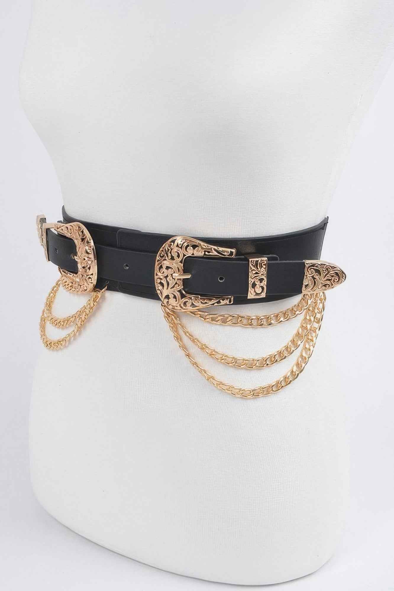 Multi Metal Chain Layered Stretch Belt - DD Discount Sales