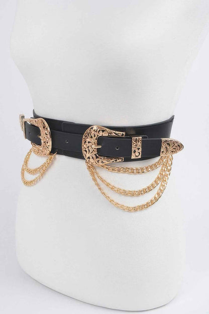 Multi Metal Chain Layered Stretch Belt - DD Discount Sales
