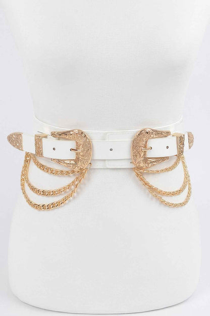 Multi Metal Chain Layered Stretch Belt - DD Discount Sales