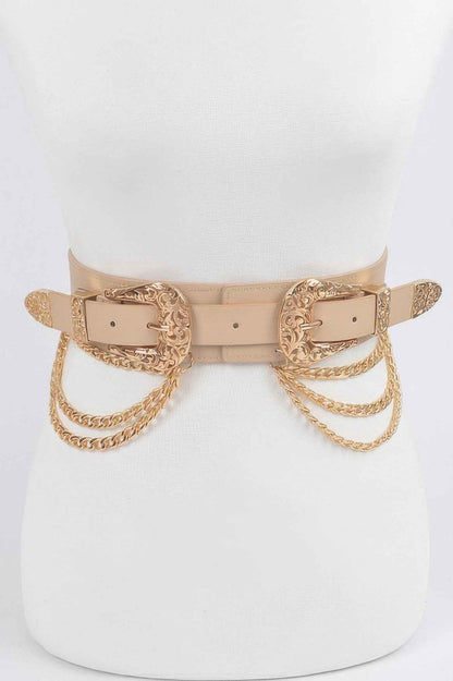 Multi Metal Chain Layered Stretch Belt - DD Discount Sales