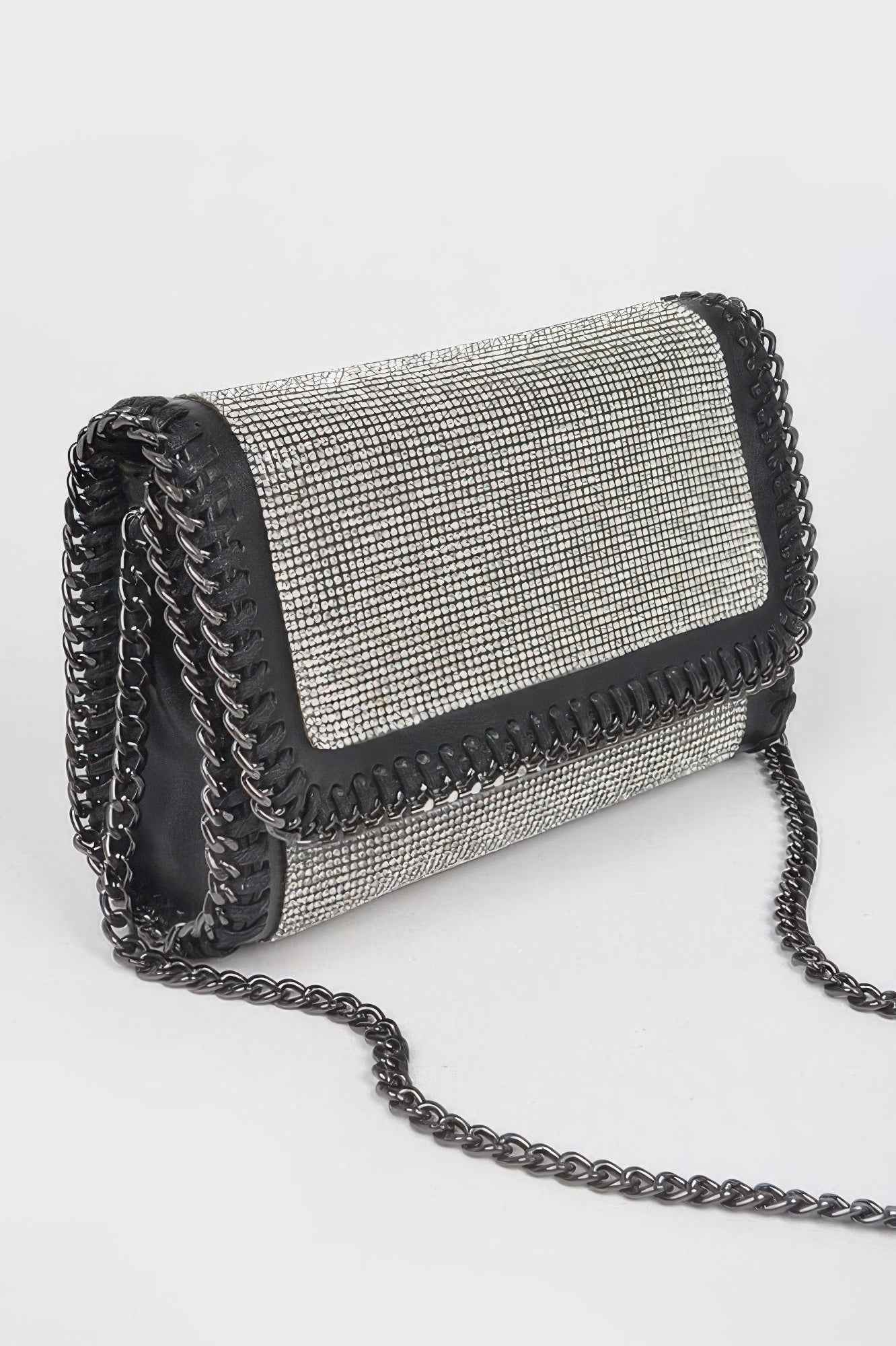 Multi Color Rhinestone Chain Braided Clutch - DD Discount Sales
