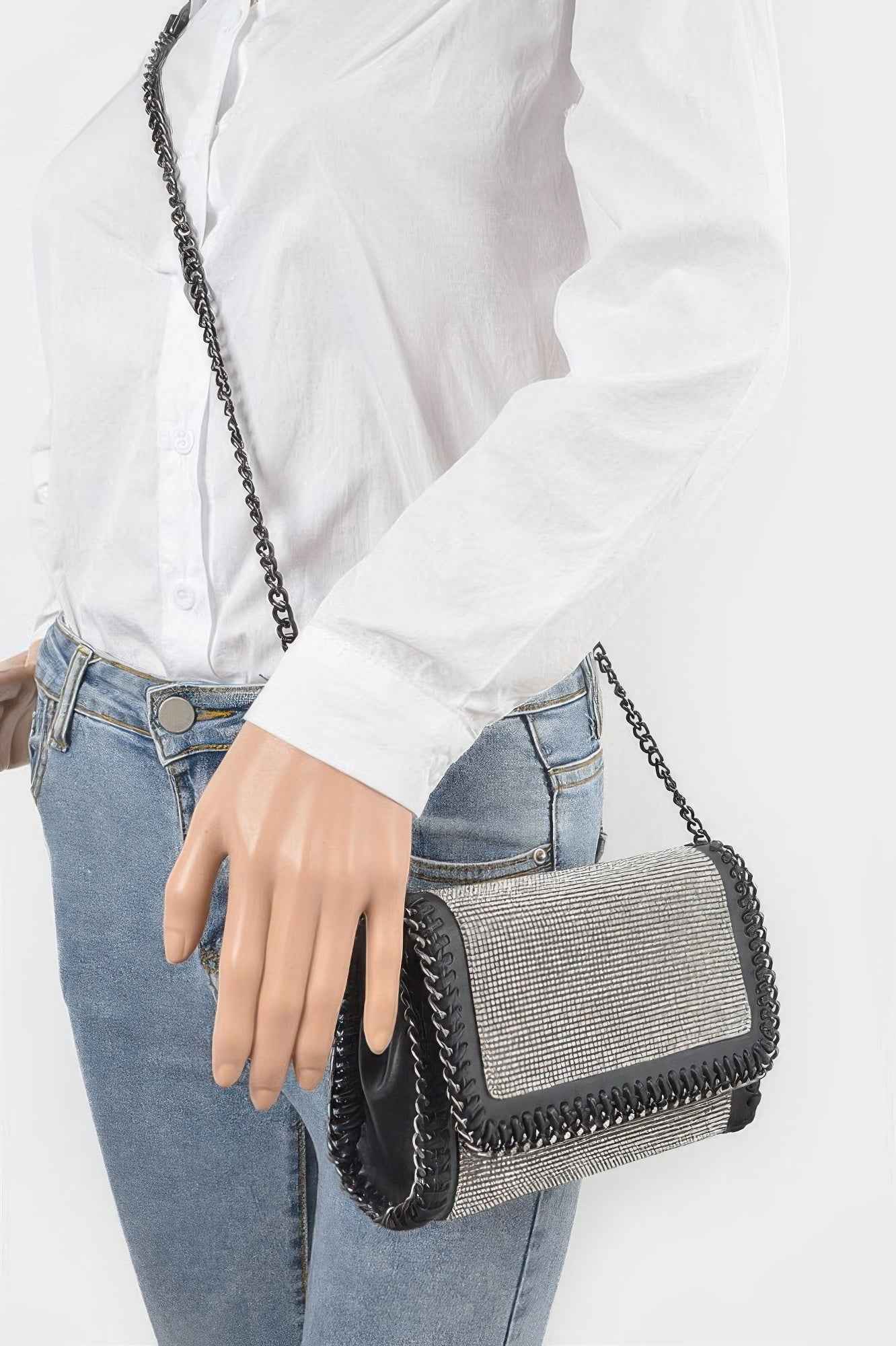 Multi Color Rhinestone Chain Braided Clutch - DD Discount Sales