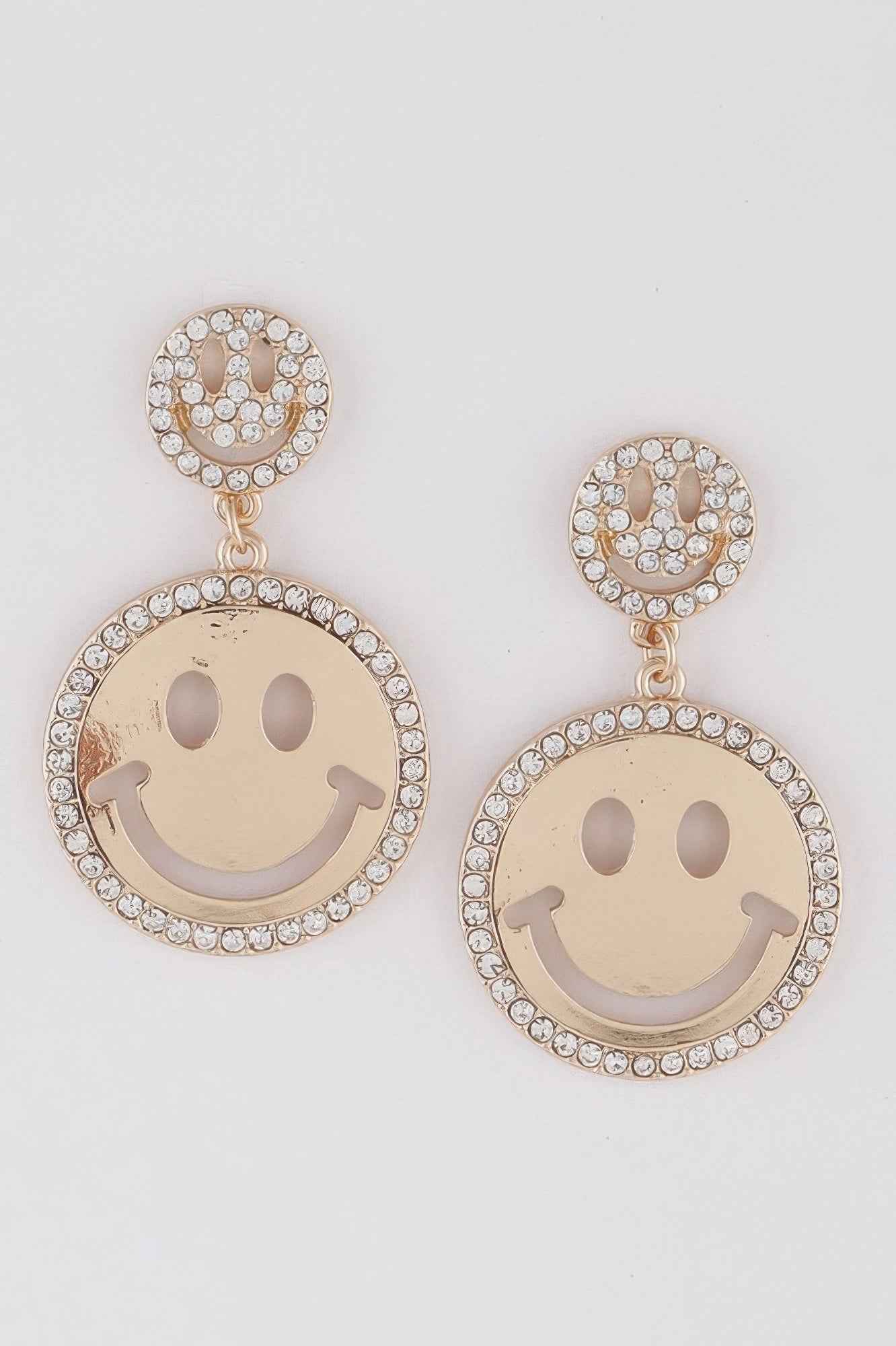 Jeweled Smiley Face Earrings - DD Discount Sales