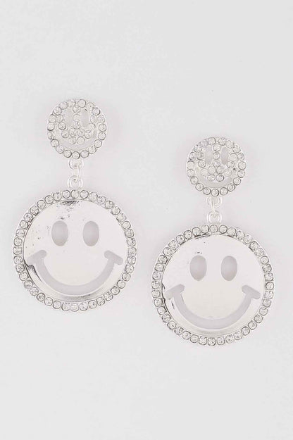 Jeweled Smiley Face Earrings - DD Discount Sales