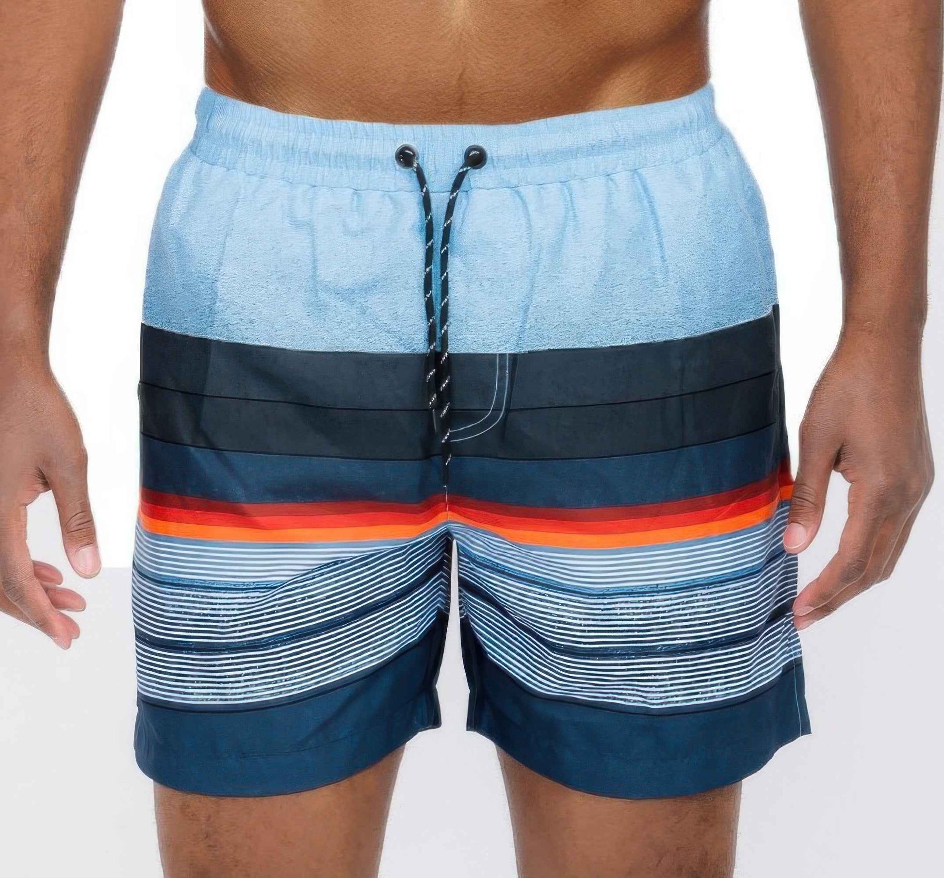 Blue Stripes Swim Shorts - DD Discount Sales
