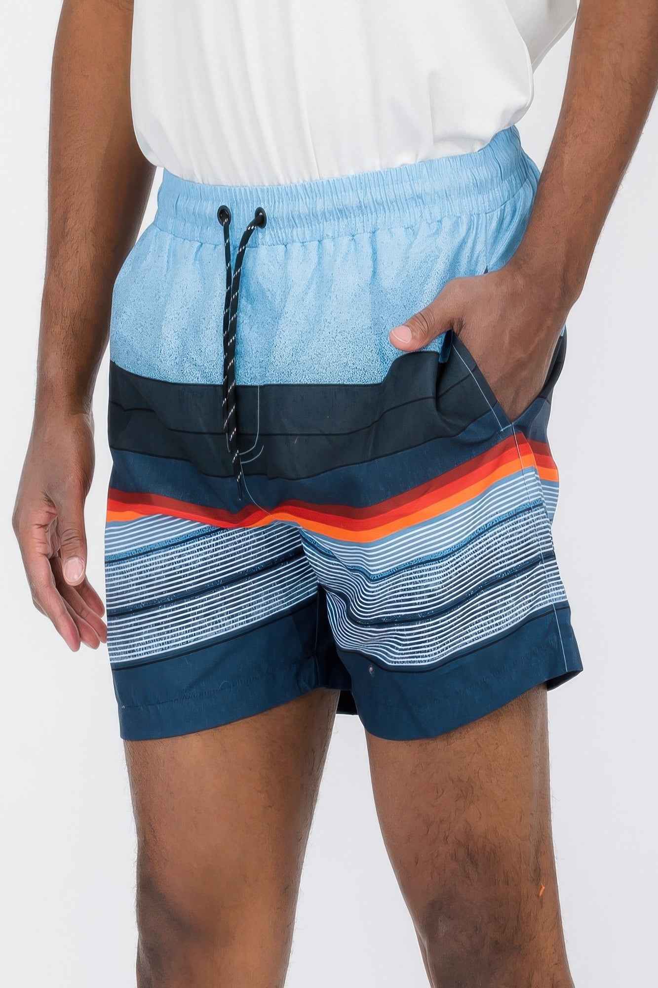 Blue Stripes Swim Shorts - DD Discount Sales