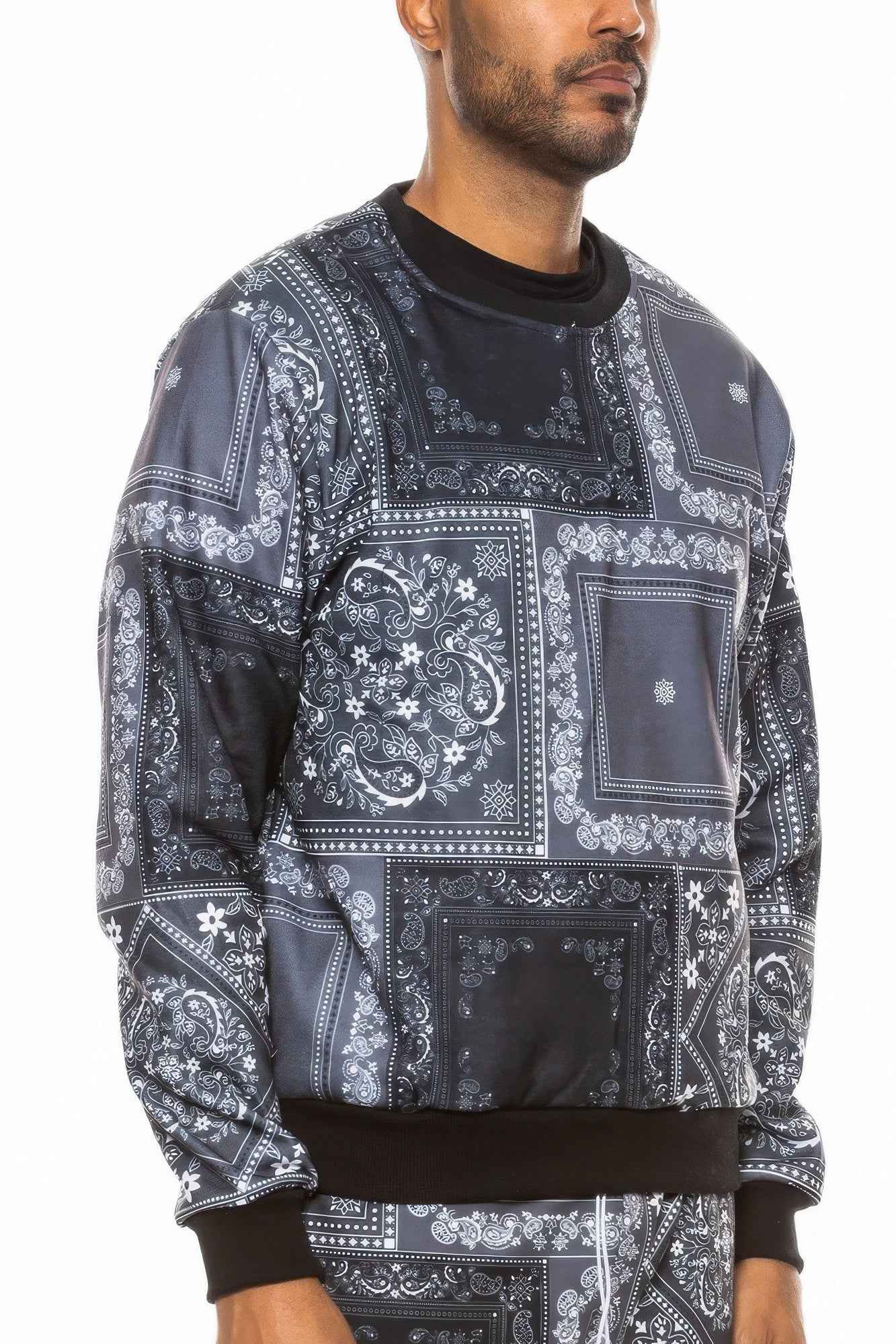 Paisley Bandana Print Crewneck - DD Discount Sales