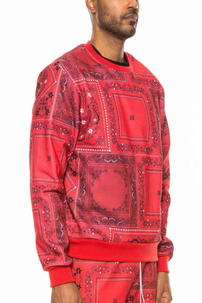 Paisley Bandana Print Crewneck - DD Discount Sales