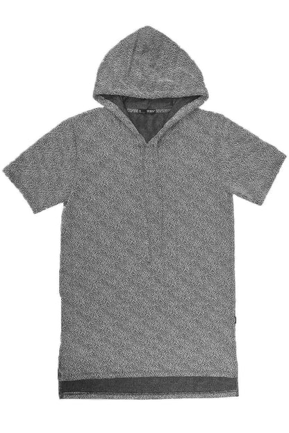 Static Marbled Short Sleeve Hoodie - DD Discount Sales