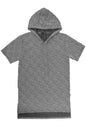 Static Marbled Short Sleeve Hoodie - DD Discount Sales