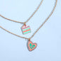Women Macaron Multi-color Oil Drop Heart Pendant Girl Cute Cake Shape Necklace - DD Discount Sales