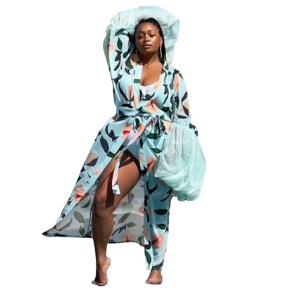 Holiday Sun Protection Shirt Beach Print Blouse Coat - DD Discount Sales