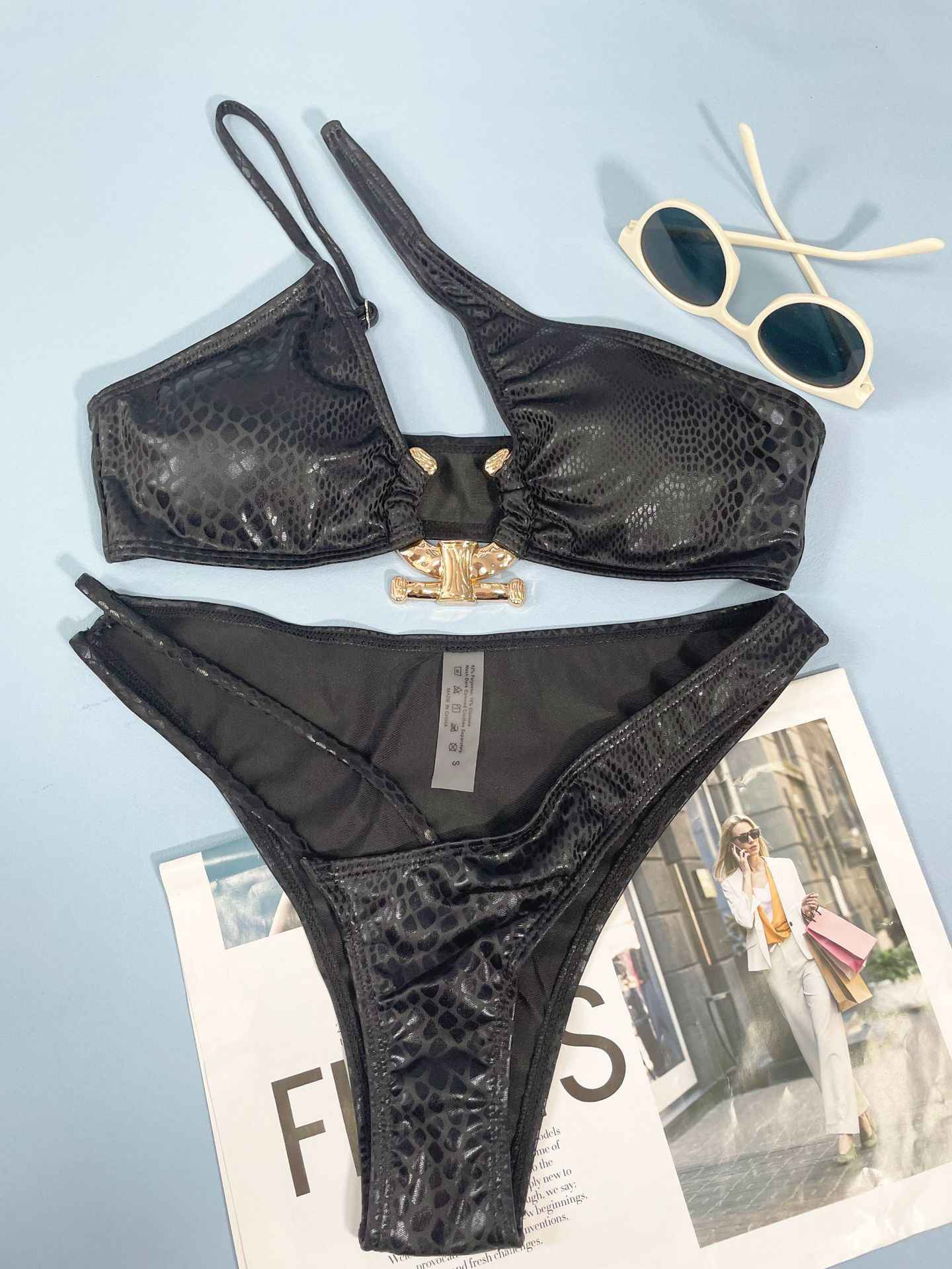 Women Bikini Serpentine Pattern Swimsuit Three Point Tight Swimwear - DD Discount Sales