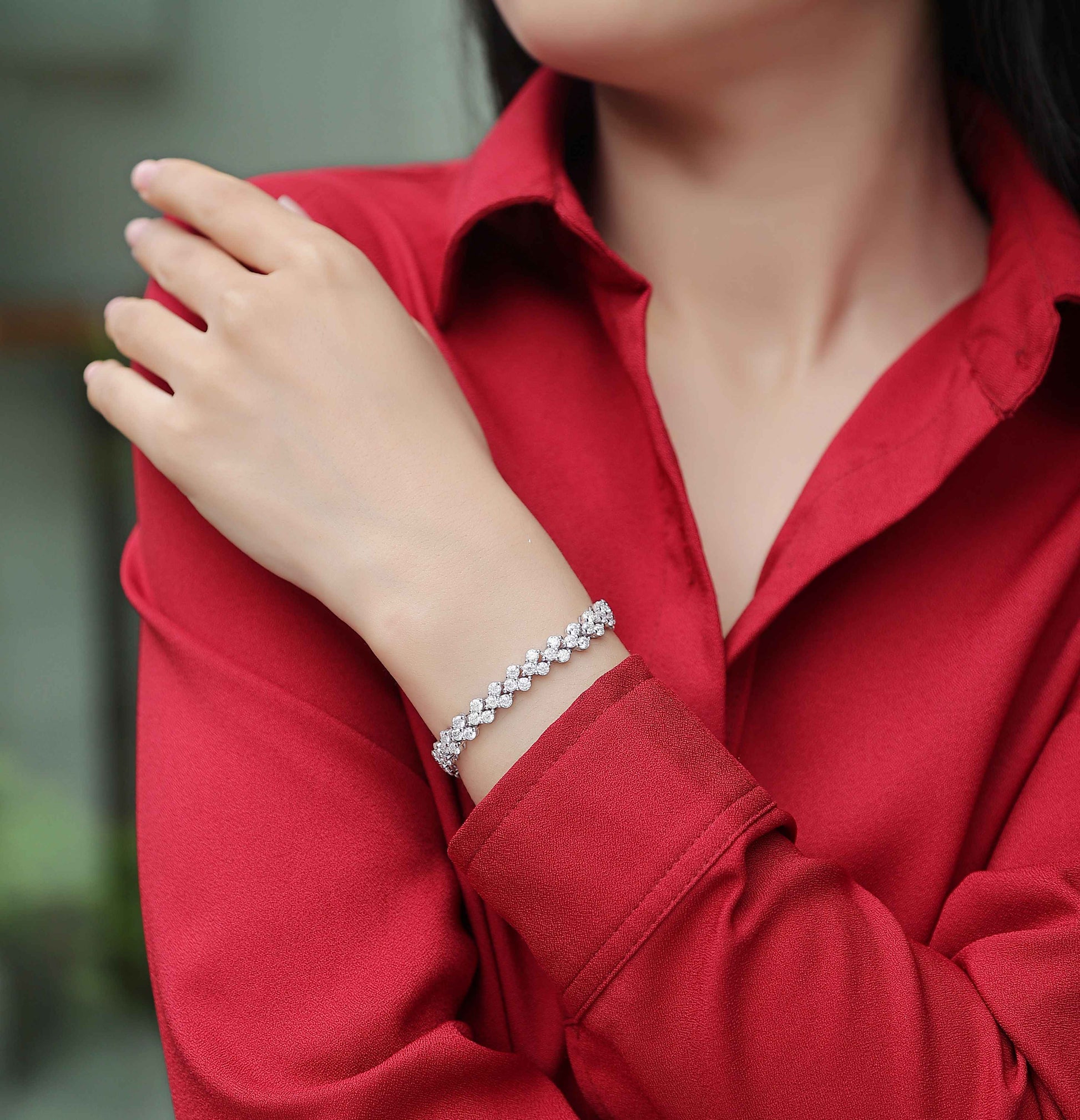 1Kanong Luxury Fashion Mossan Diamond S925 Silver Bracelet Prohibit Tk Sales - DD Discount Sales