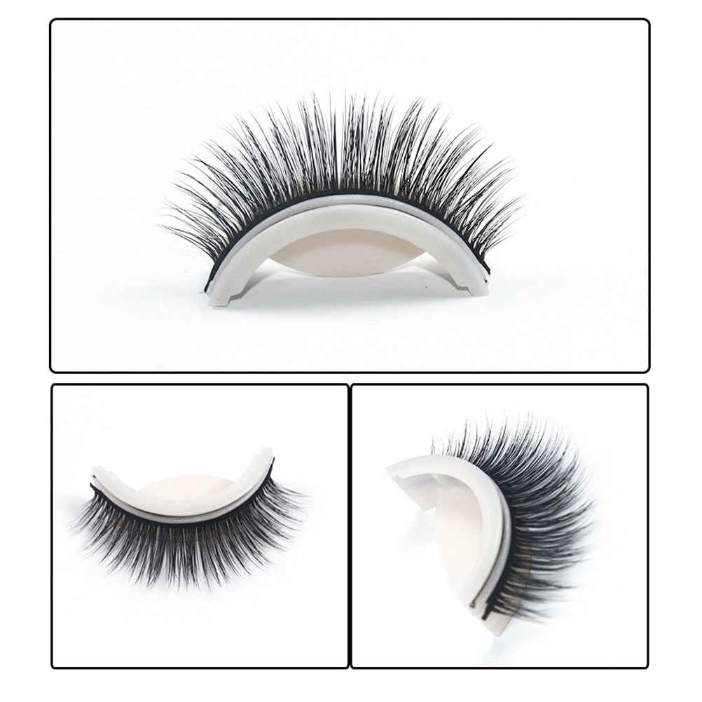 1 Pair Self Adhesive Eyelashes Reusable 3D False Lashes Easy To Wear And Remove Curly Stick On Eye Lashes - DD Discount Sales
