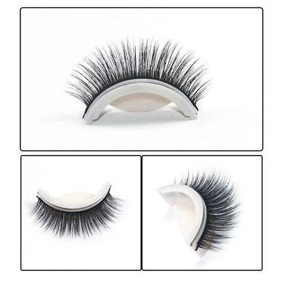 1 Pair Self Adhesive Eyelashes Reusable 3D False Lashes Easy To Wear And Remove Curly Stick On Eye Lashes - DD Discount Sales