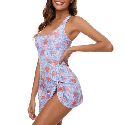 Printed Girls One-Piece Swimsuit with Skirt – Slimming Quick-Dry Design for Comfort and Style - DD Discount Sales